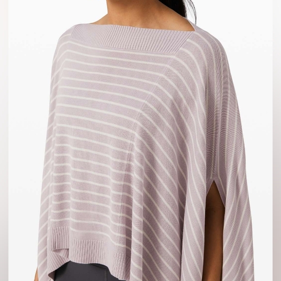 lululemon athletica Sweaters - Lululemon Lavender and White Striped Knit Poncho